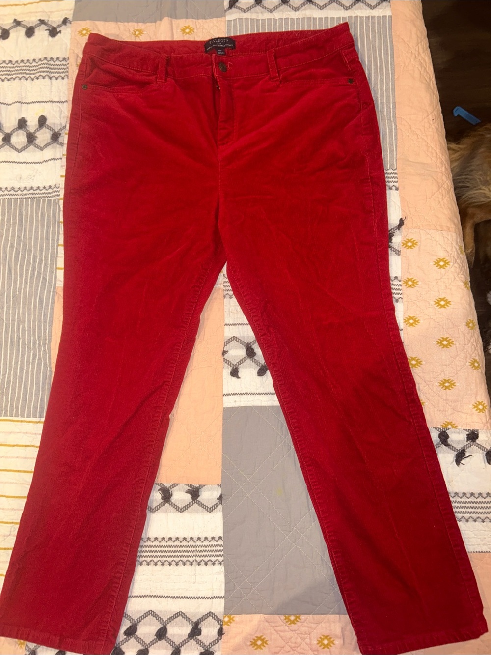 Talbots Straight-Leg Corduroy Jeans in Red - Picture 2 of 4